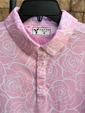 Yatta Performance Golf Pink Rose Print Polo